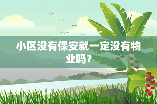 小区没有保安就一定没有物业吗？